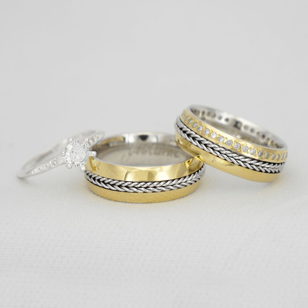 Aliança de Noivado e Casamento Revestida em Ouro 6mm Cordas One - Combo