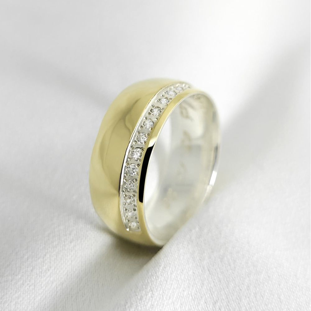 Aliança de Casamento em Ouro 8mm com base em prata Always08 - Peça Unitária 