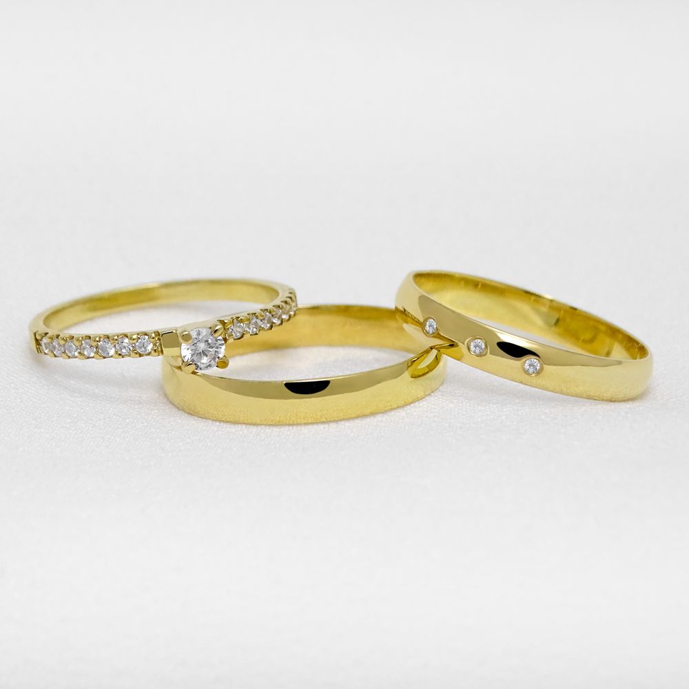 Aliança de Casamento em Ouro Maciço 3mm Abaulada Eternal Shine - Combo 