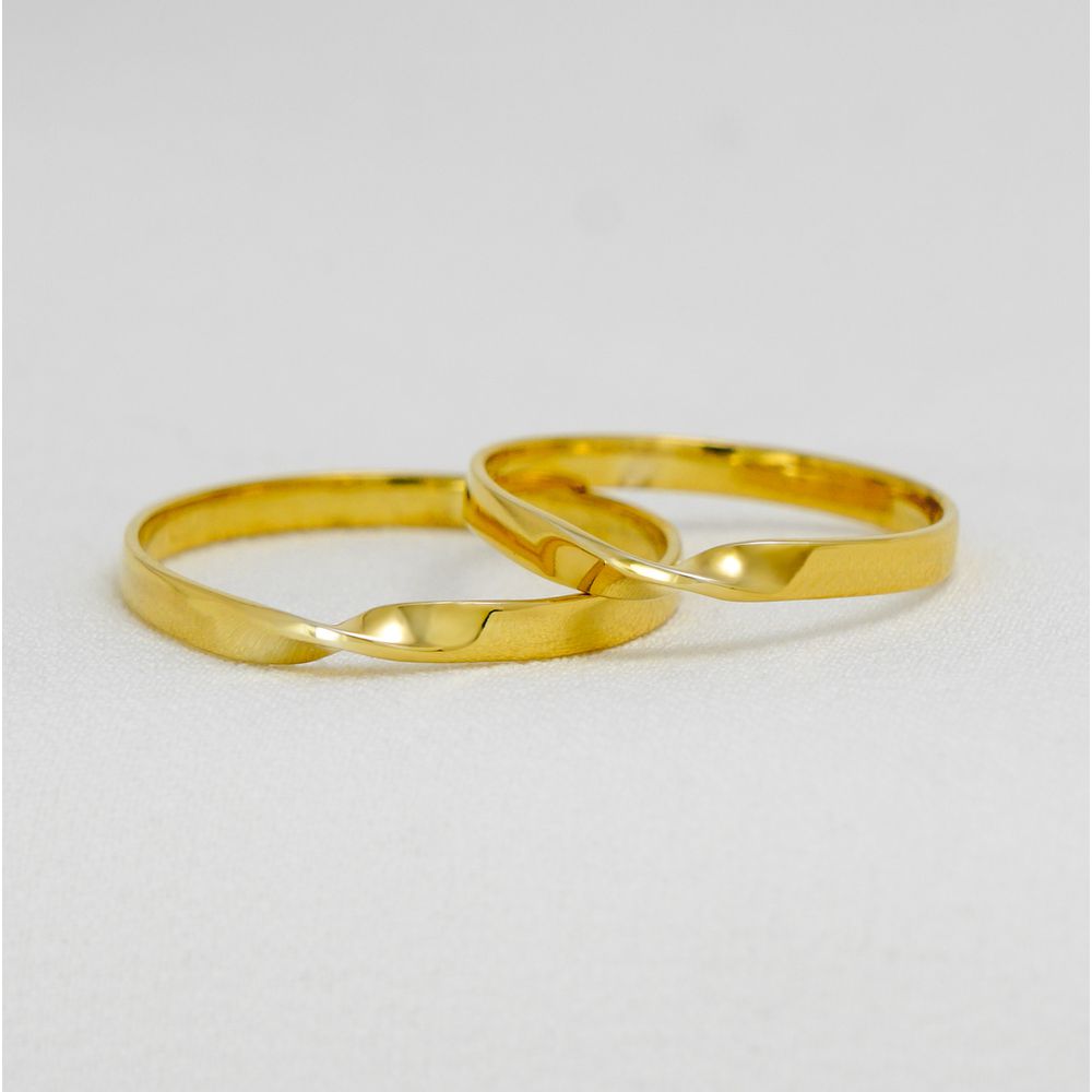 Par de Aliança de Casamento ou Noivado em Ouro 18k ou 14k Twisted Gold - Par