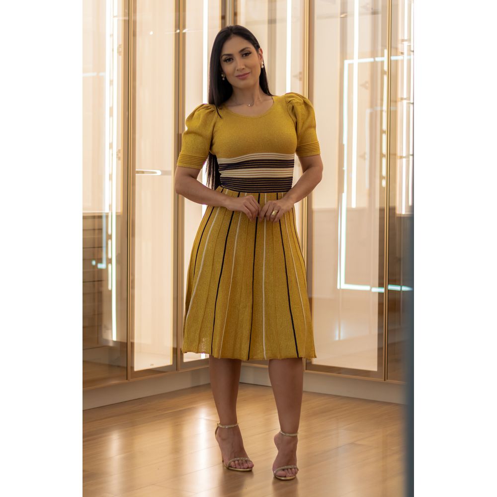 Vestido Dubai Tricot Dourado