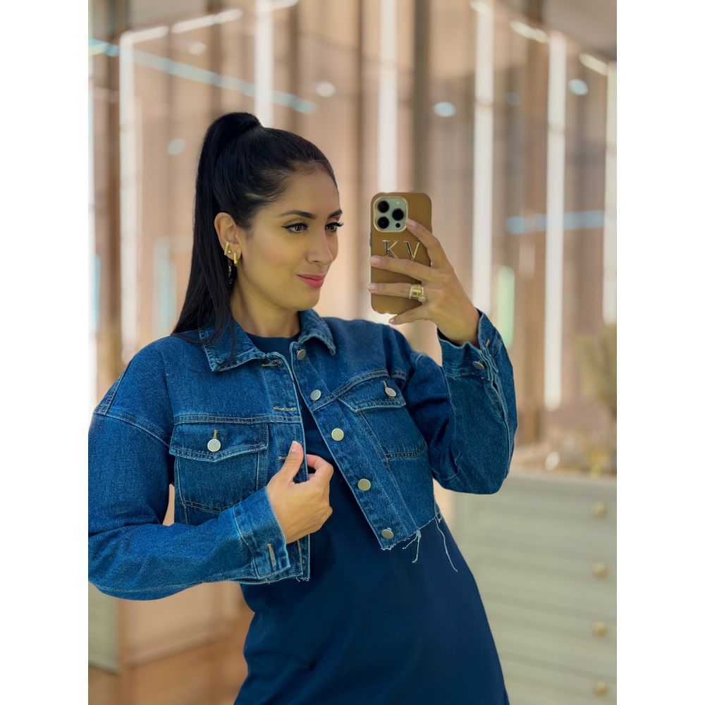 Jaqueta Rebeca Cropped Jeans 