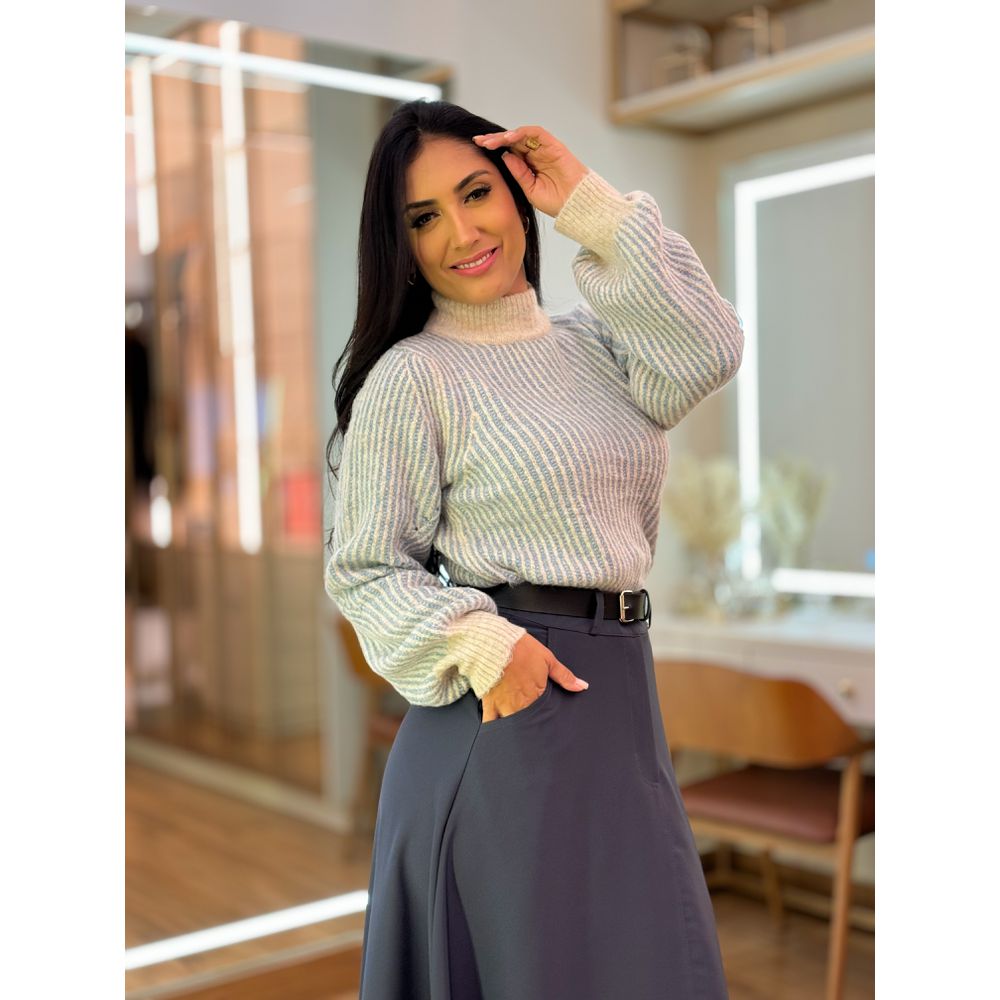 Tricot Julia Azul E Off White