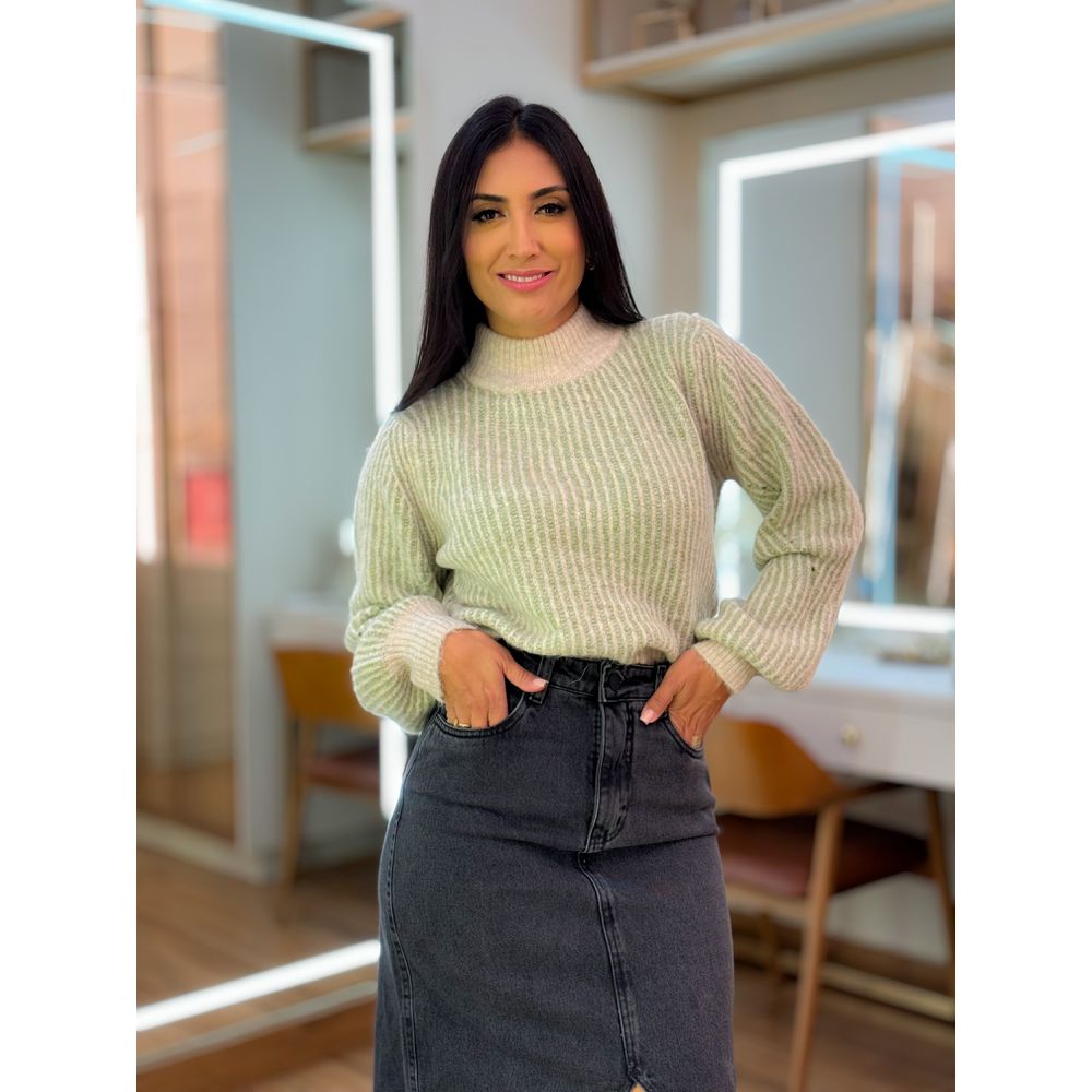 Tricot Julia Verde E Off White