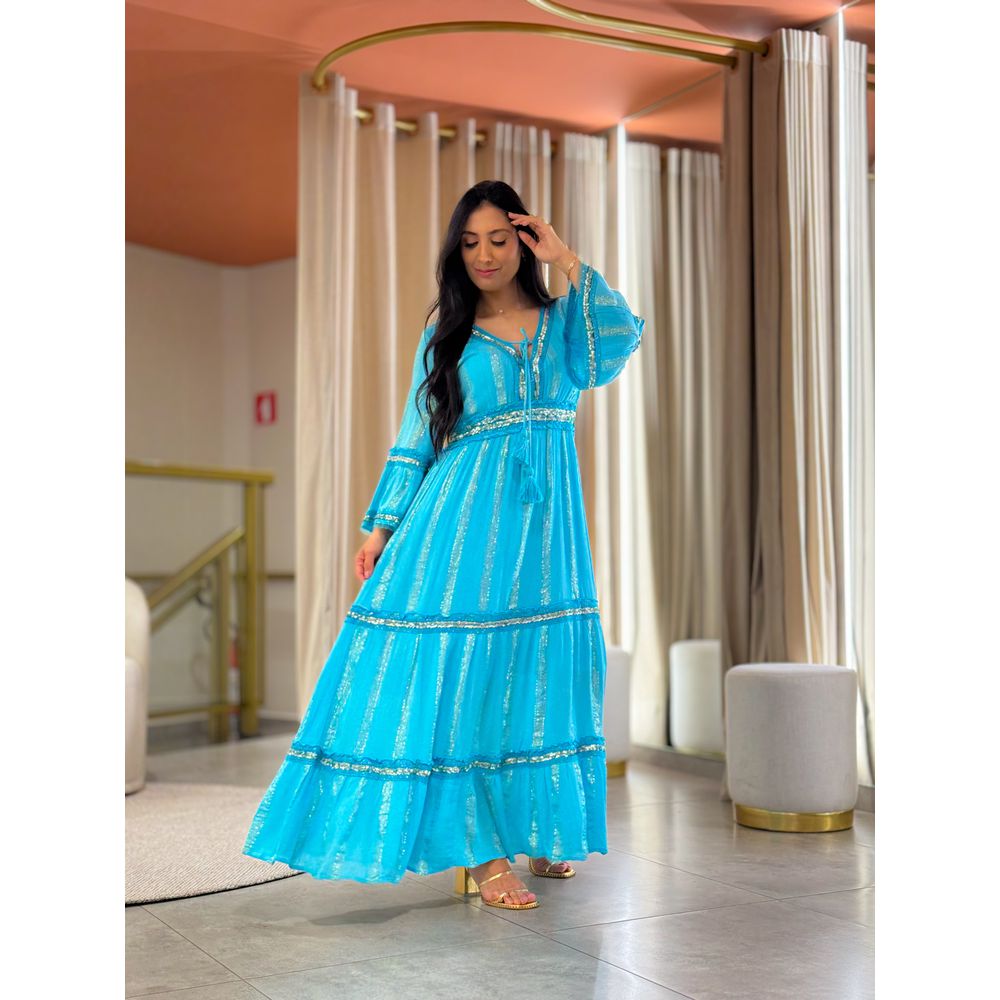Vestido Raissa Azul Turquesa