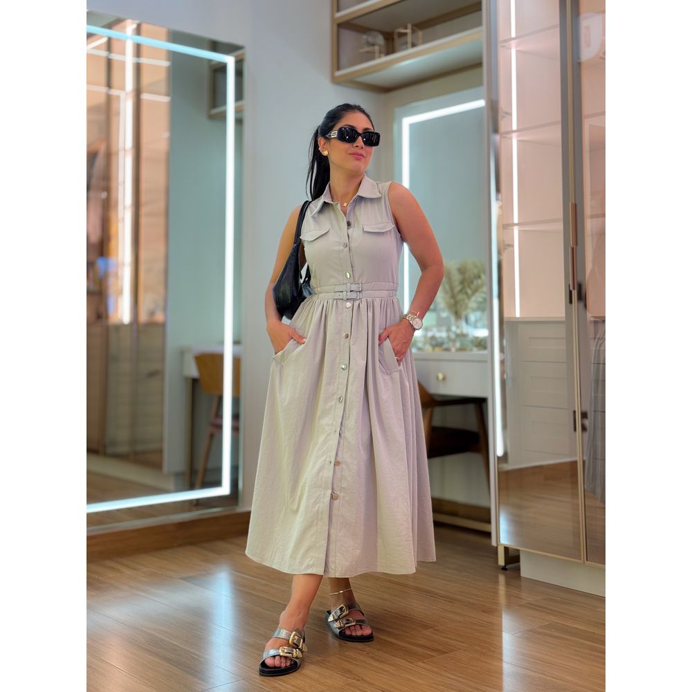 Vestido Karina Cinza