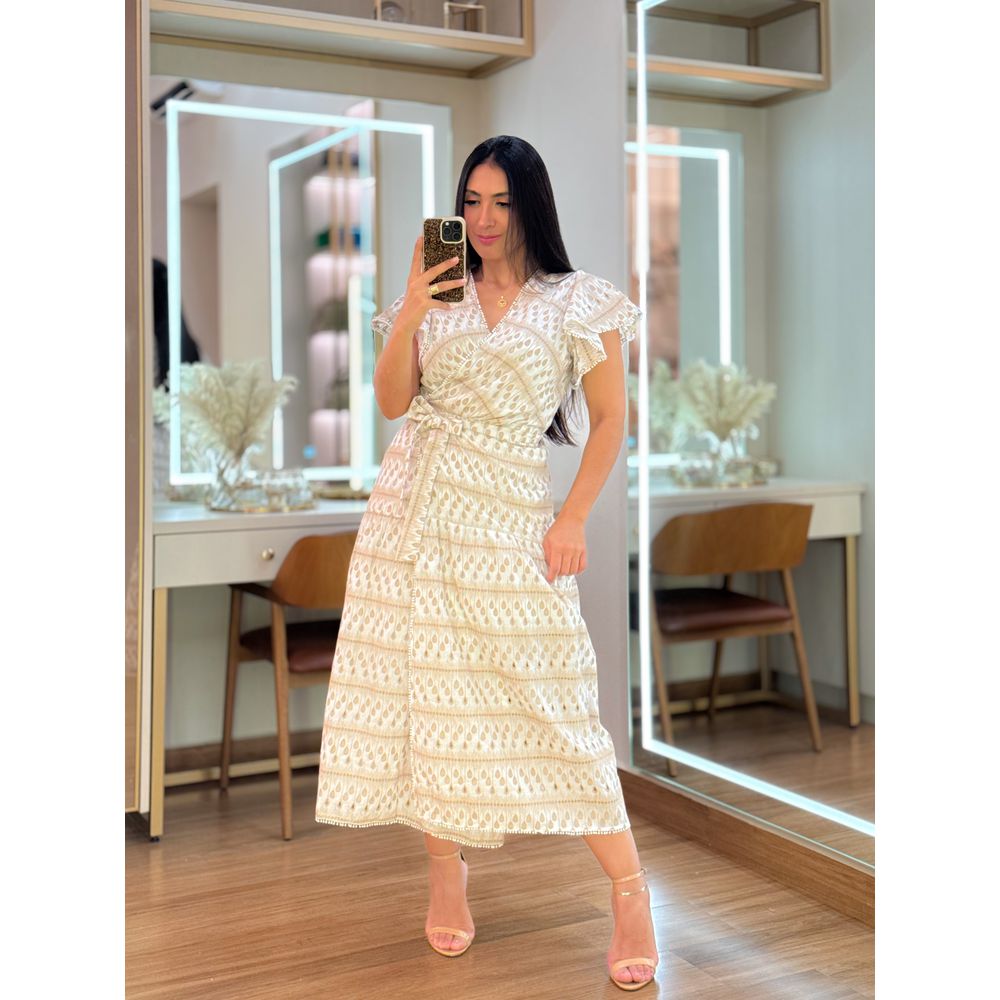 Vestido Jasmine Nude E Branco