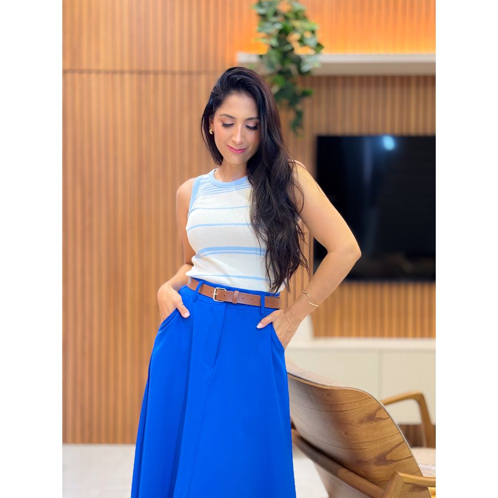 Blusa Isabela Azul Bebe E Off White