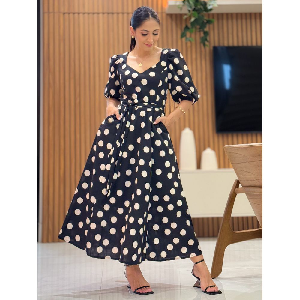 Vestido Juliana Preto E Off White