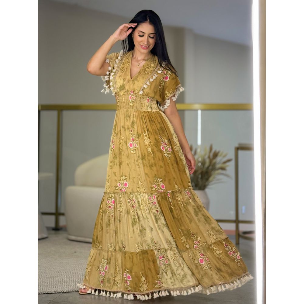 Vestido Sabrina Nude E Caramelo