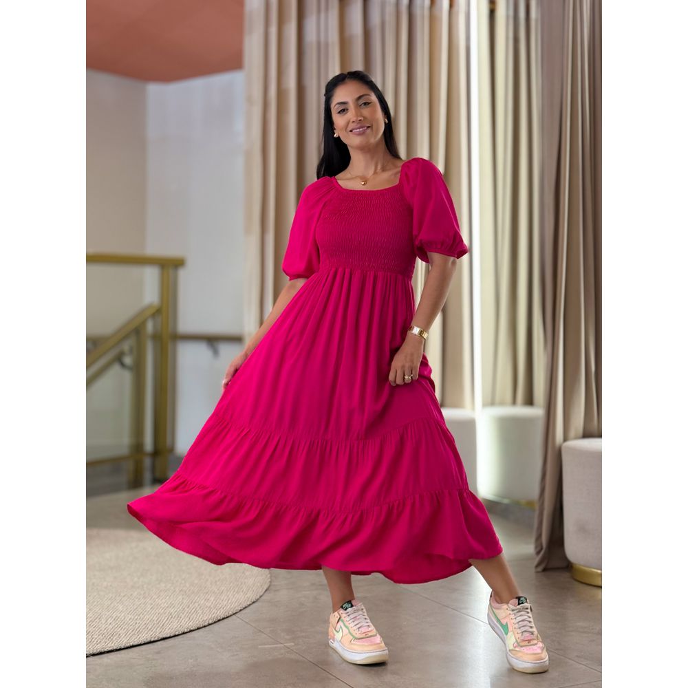 Vestido Flor Liso Pink