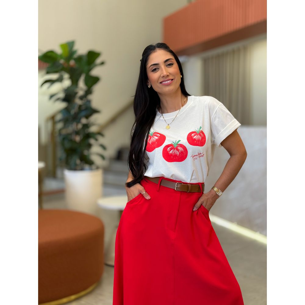 T-shirt Leonora Vermelha E Off White