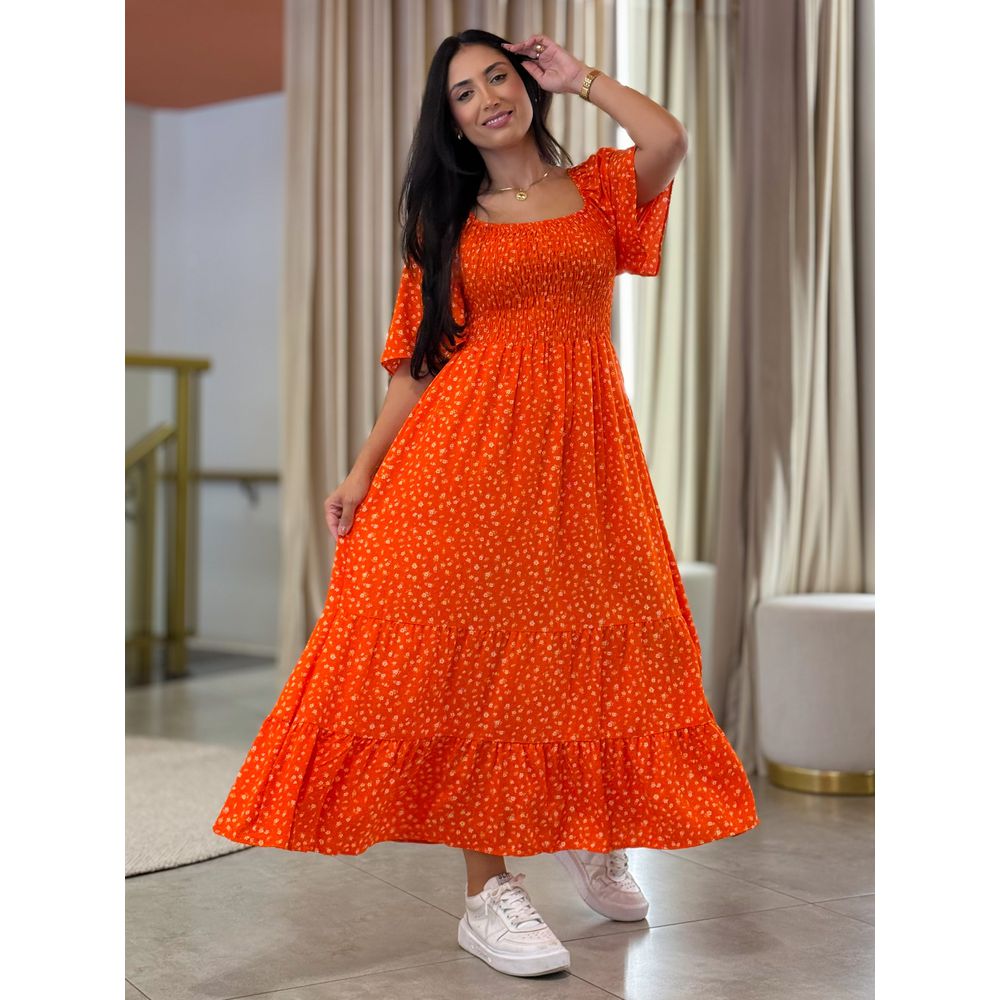Vestido Maria Flor Laranja