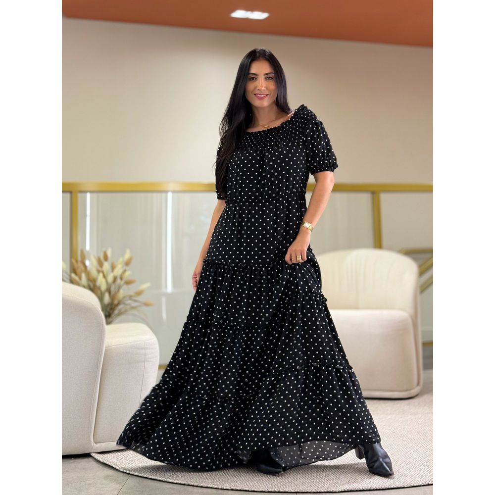Vestido Silvia Preto Poá