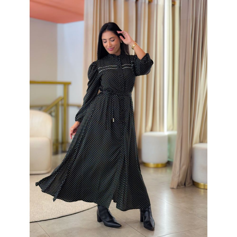 Vestido Rayssa Preto Poá
