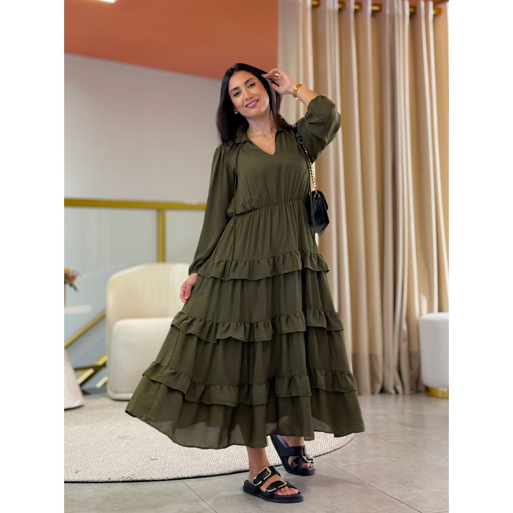 Vestido Aline Verde Militar
