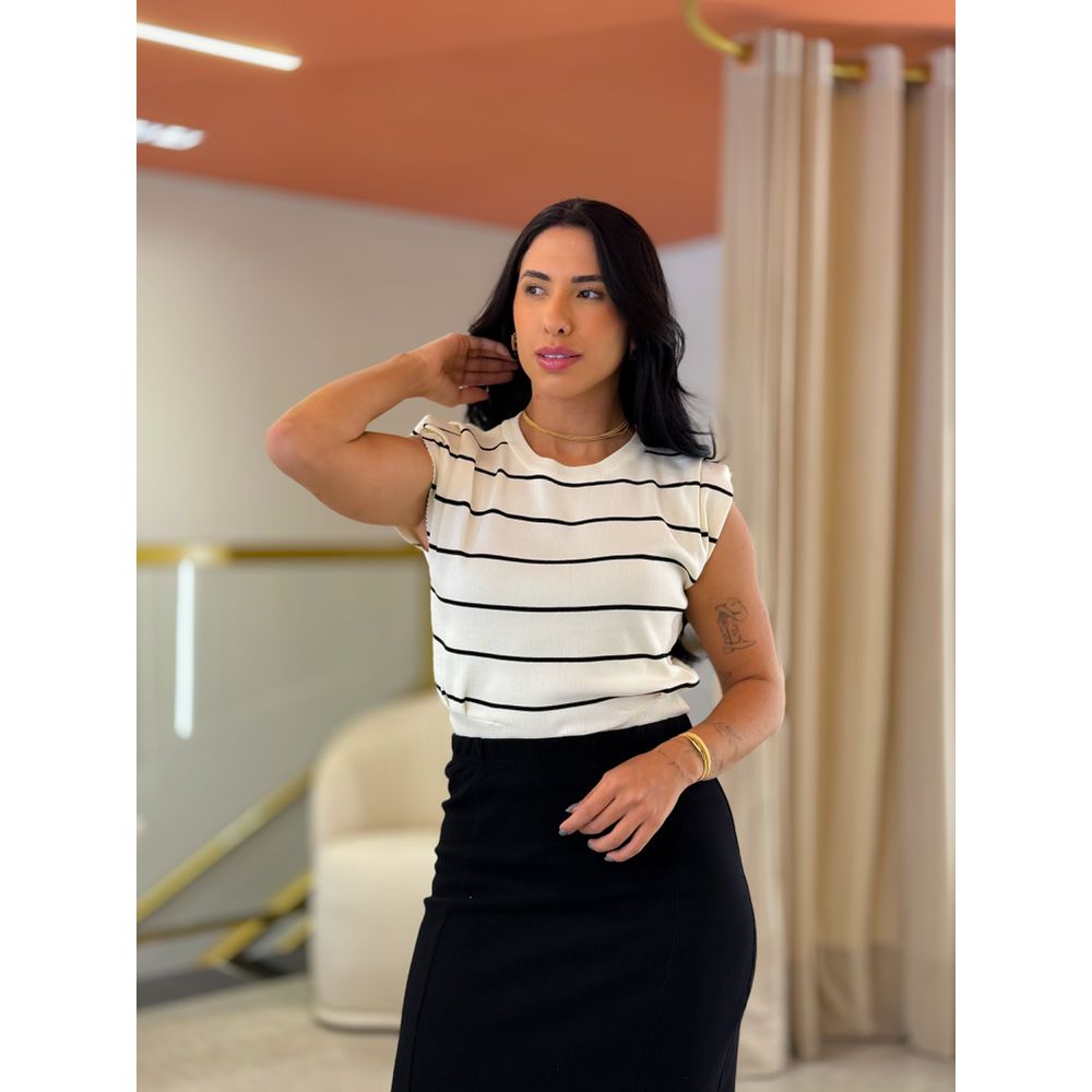 Blusa Sofia Off White E Preto