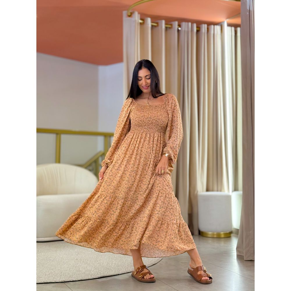 Vestido Bia Nude Floral