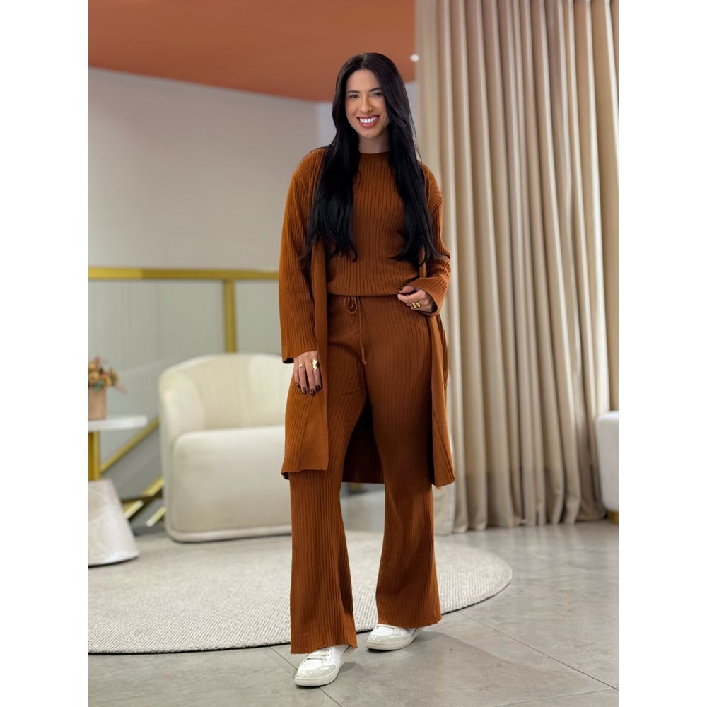 Conjunto Valentina Tricot 3 Peças Terracota