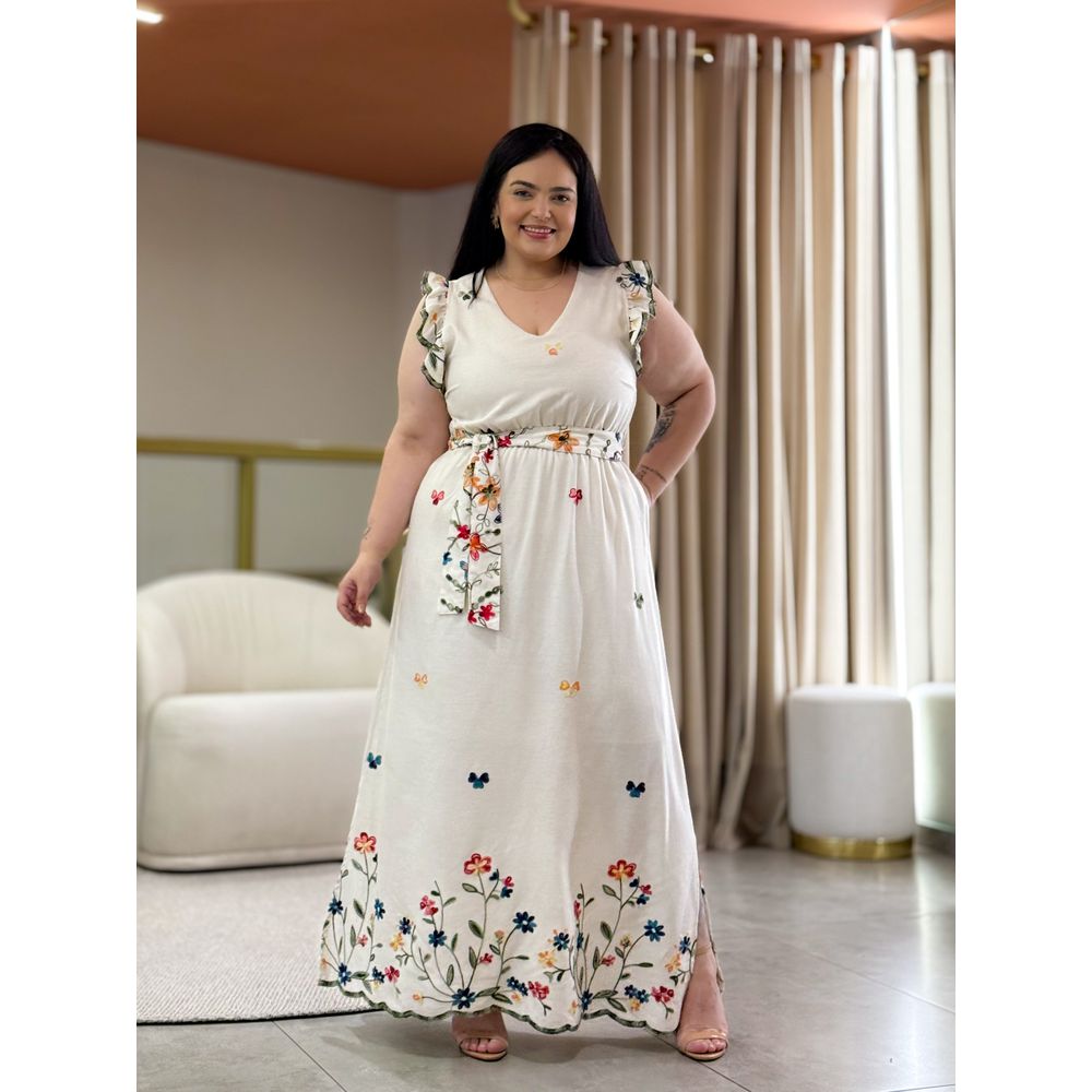 Vestido Plus Tayla Cru Linho