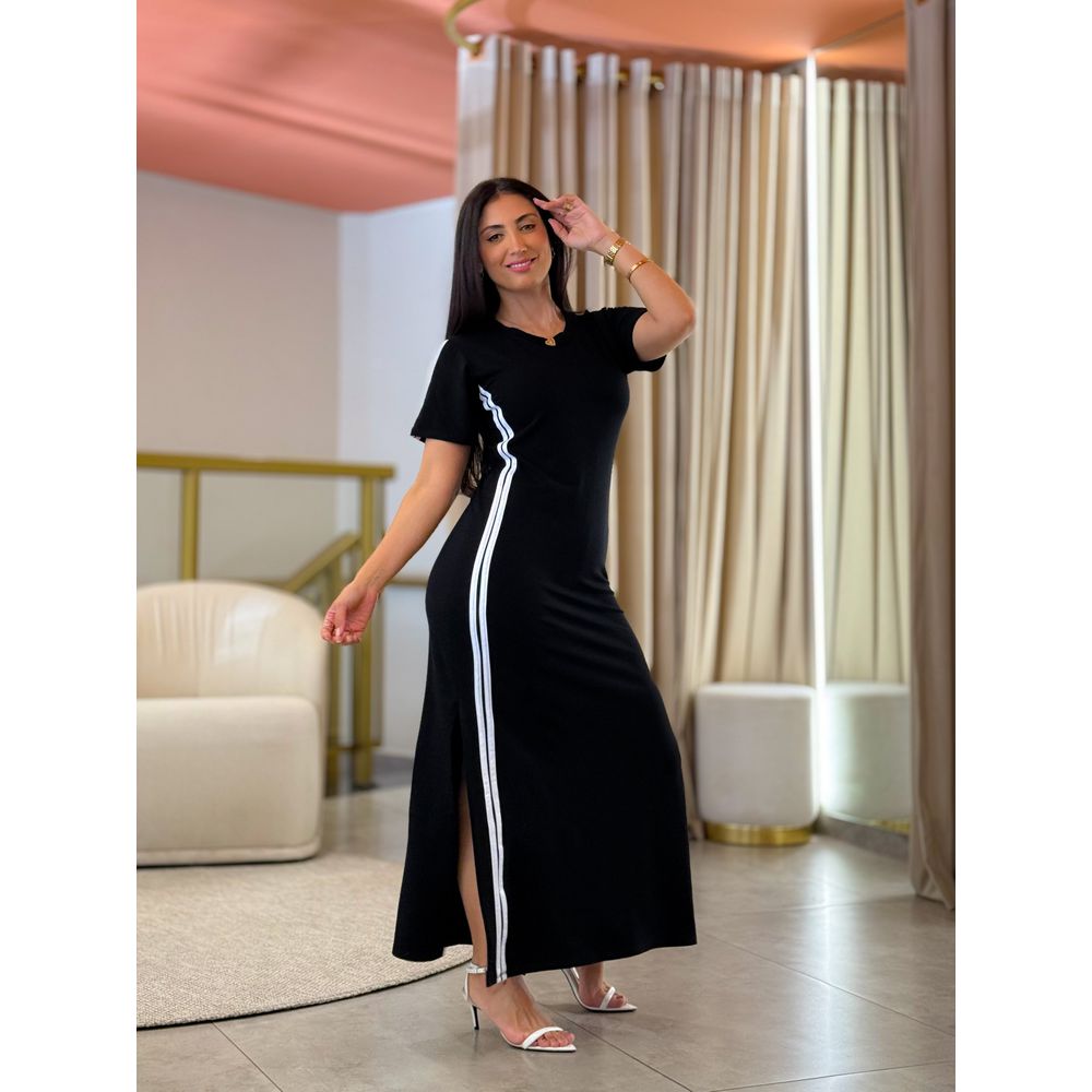 Vestido Roberta Preto E Branco