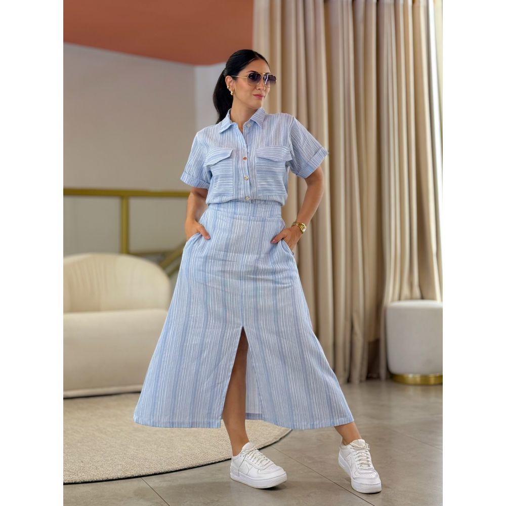 Conjunto Celina Azul E Branco