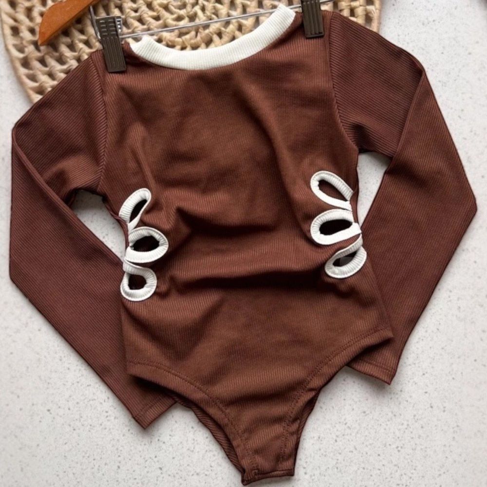 Body Marrom Manga Longa - PURO GLAMOUR KIDS