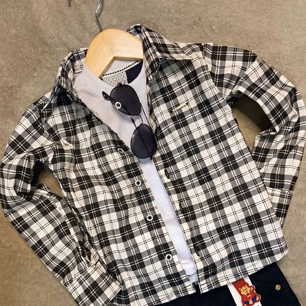 Camisa Xadrez Preta - PURO GLAMOUR KIDS