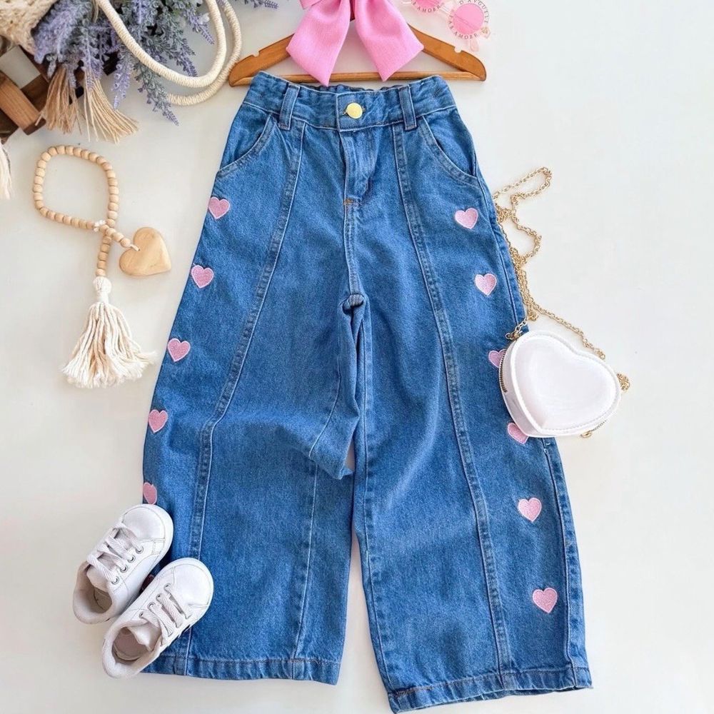 Calça Wide Leg Coração - PURO GLAMOUR KIDS