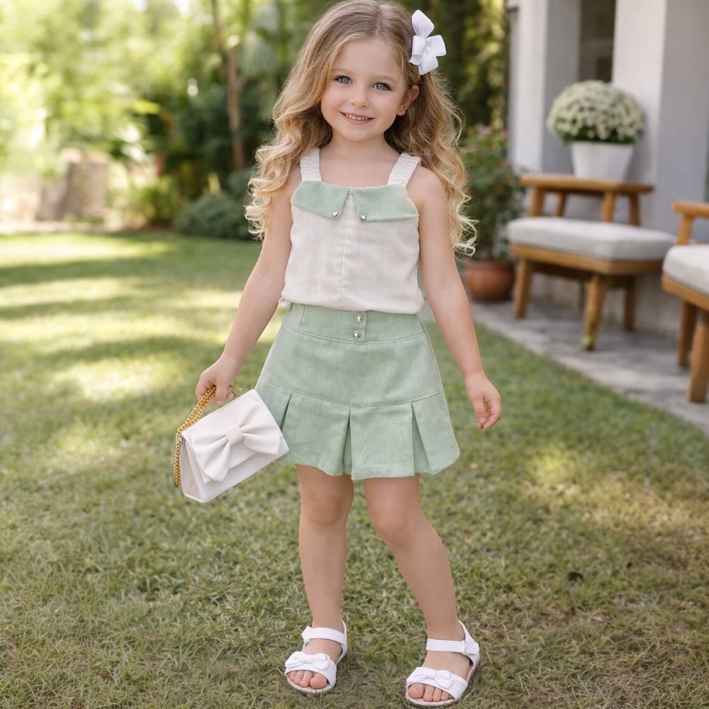Conjunto Verde com Off - PURO GLAMOUR KIDS