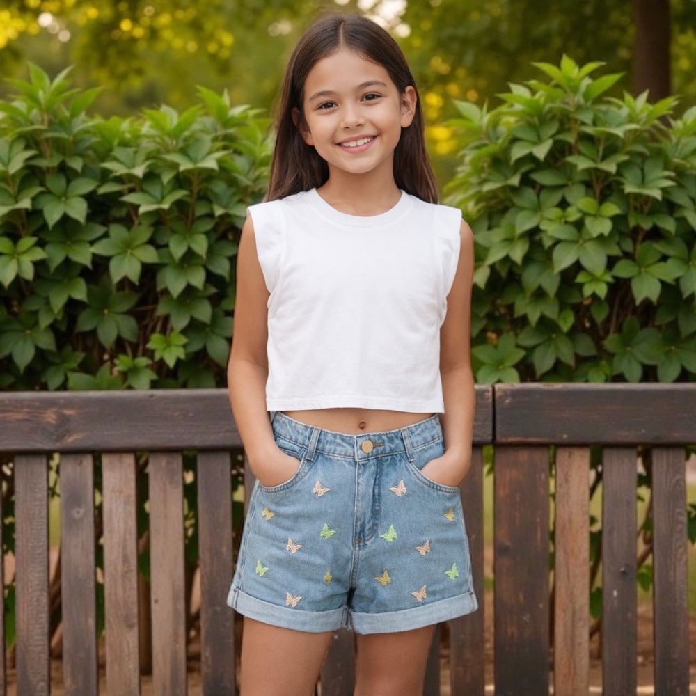 Short Jeans Borboletas - PURO GLAMOUR KIDS