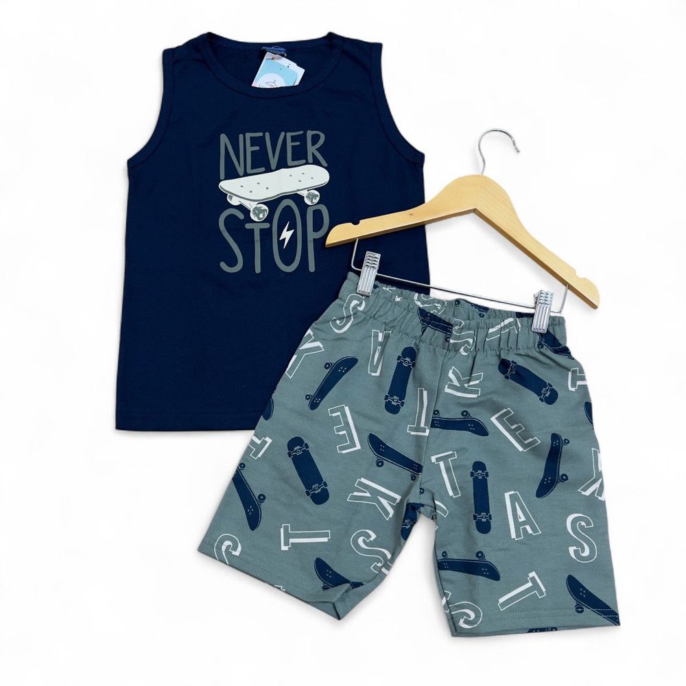 Conjunto Regata+Bermuda Moletinho - PURO GLAMOUR KIDS