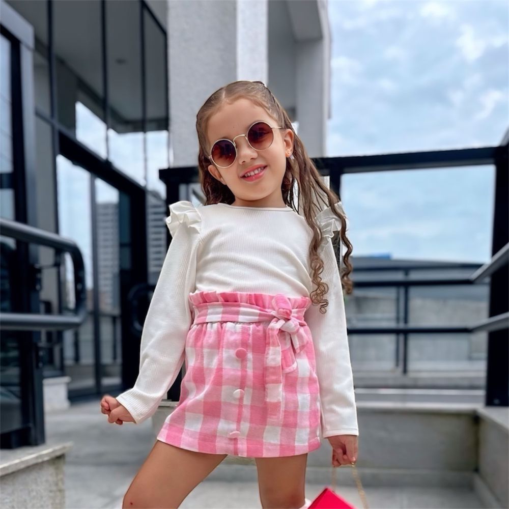 Saia Xadrez Rosa - PURO GLAMOUR KIDS