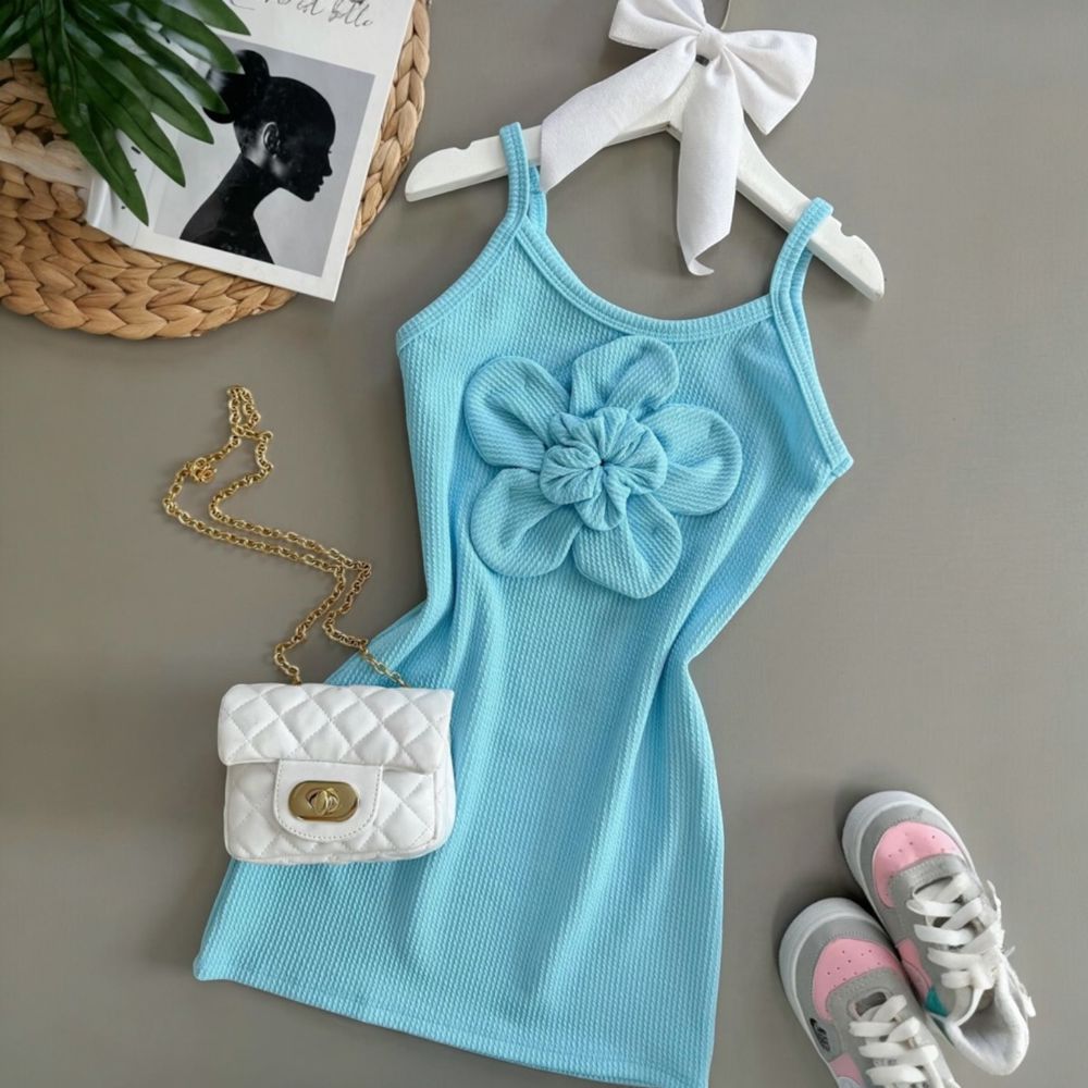 Vestido Flor Azul - PURO GLAMOUR KIDS