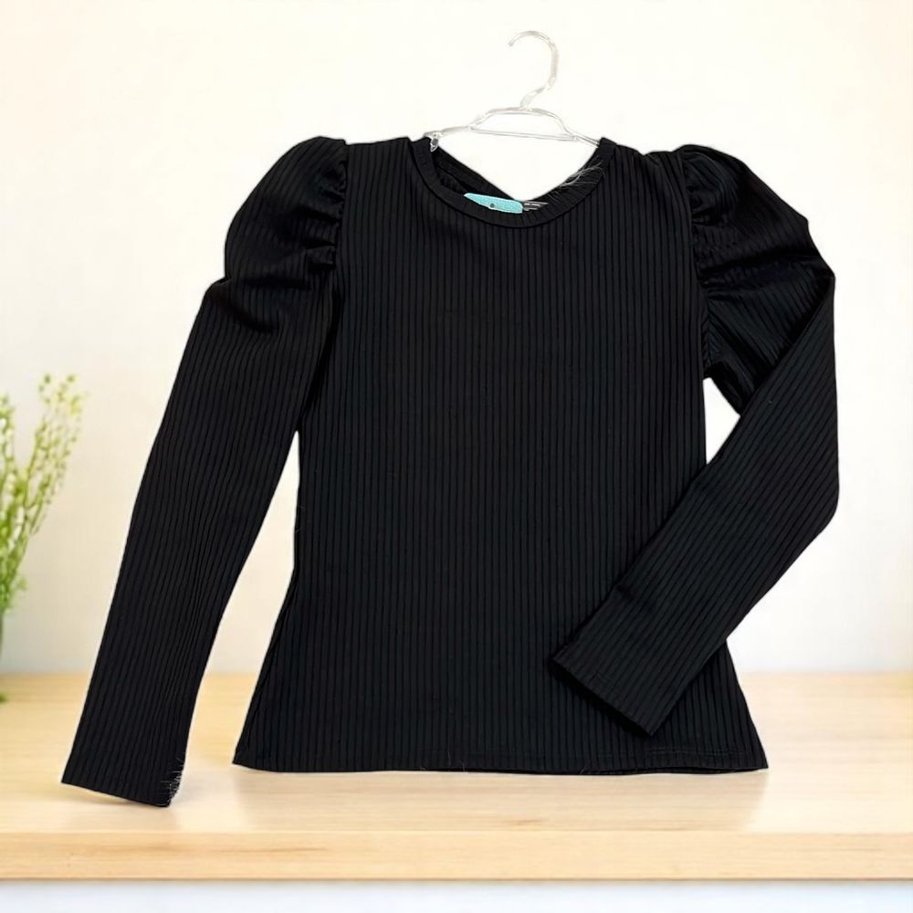 Blusa Manga Longa Preta - PURO GLAMOUR KIDS