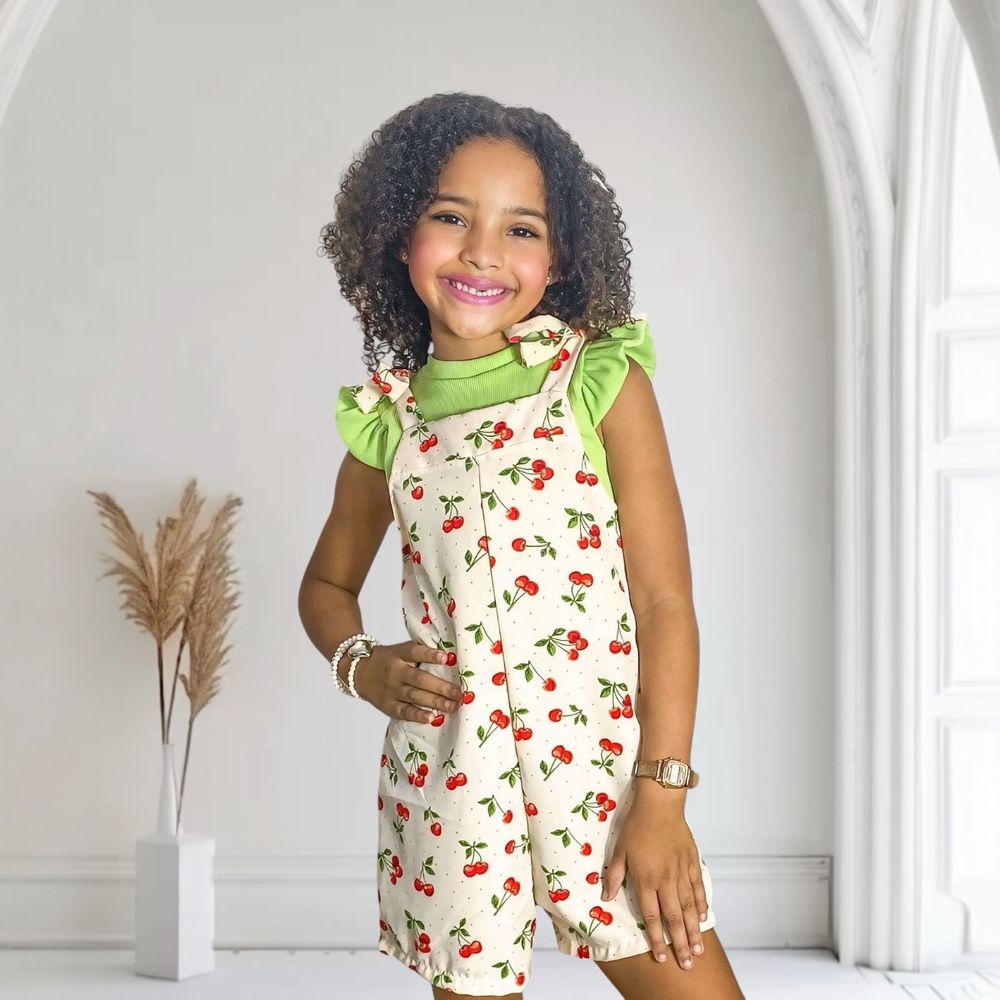 Salopete Cereja (Blusa não acompanha) - PURO GLAMOUR KIDS