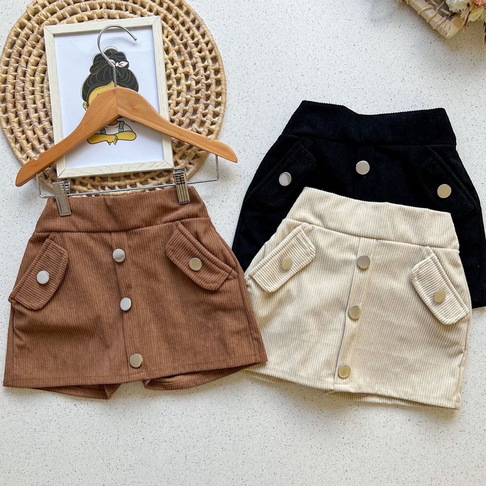 Short Saia Cotelê Preto - PURO GLAMOUR KIDS