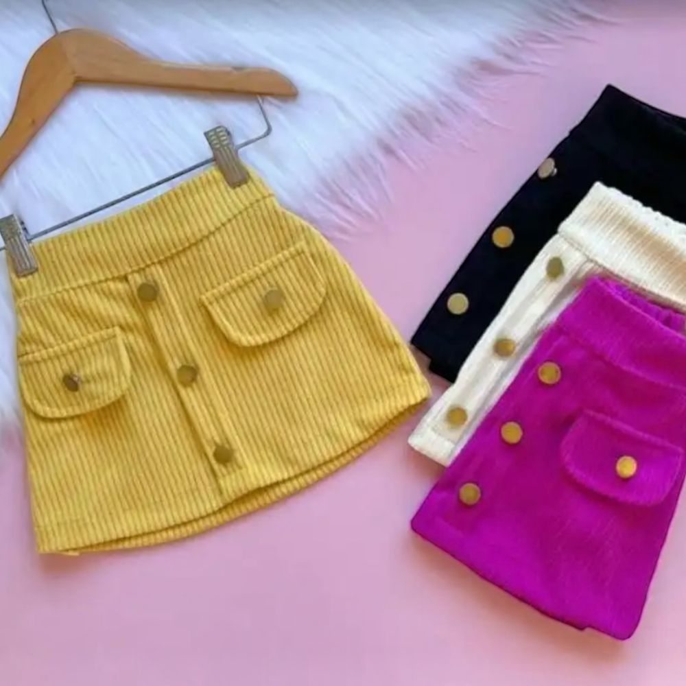Saia Cotelê Fúcsia - PURO GLAMOUR KIDS