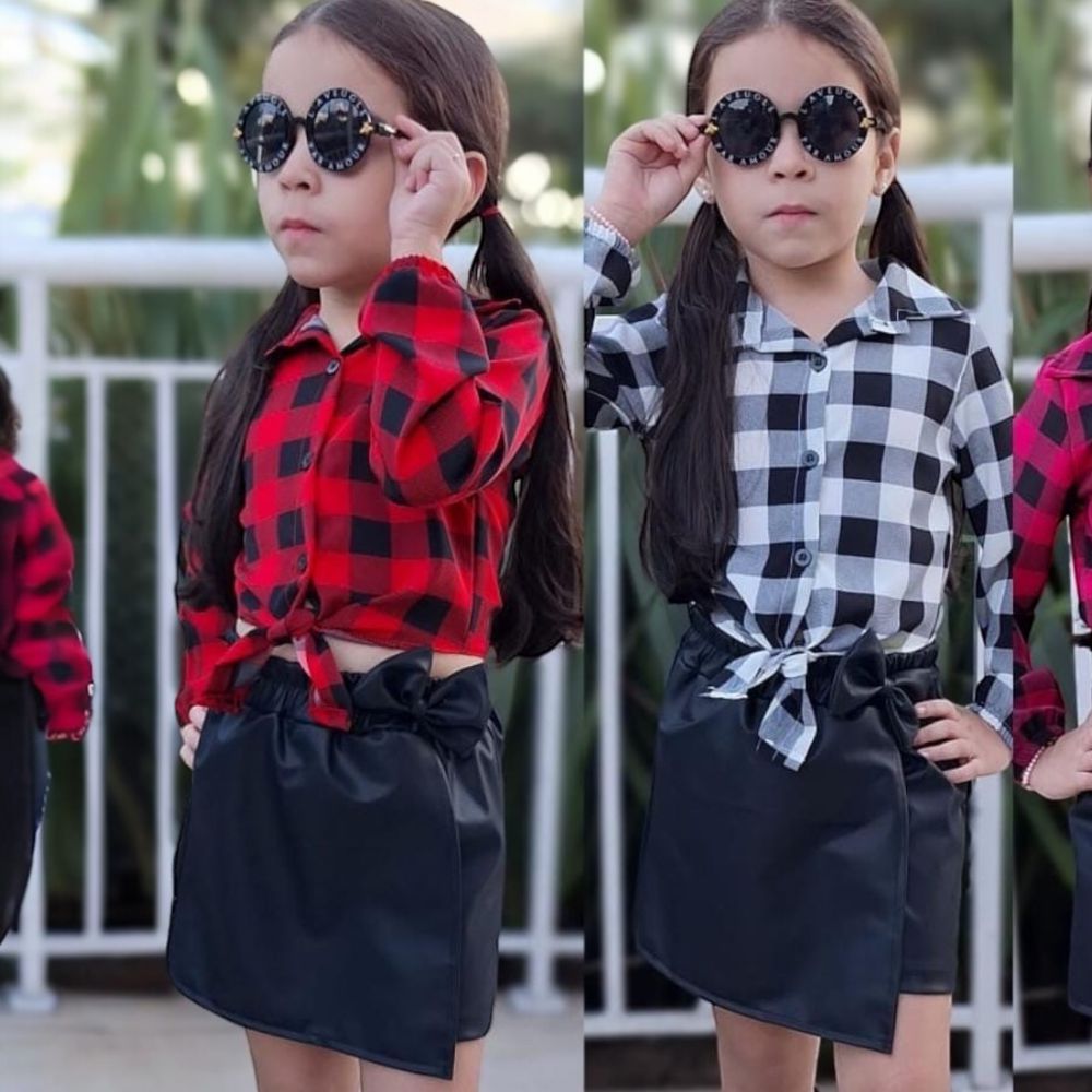 Cropped Xadrez Vermelho - PURO GLAMOUR KIDS