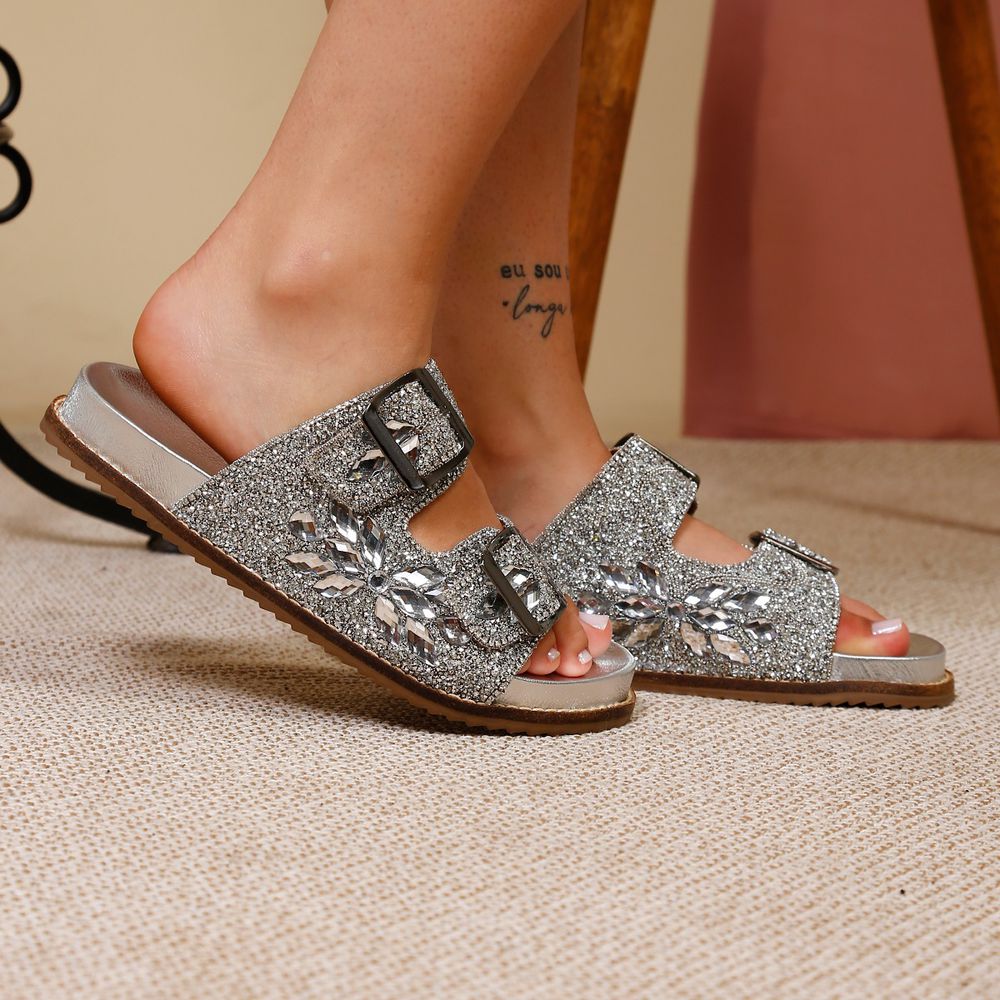 Sandalia Papete Birken Pedraria Confort Rast Shoes... - RAST SHOES