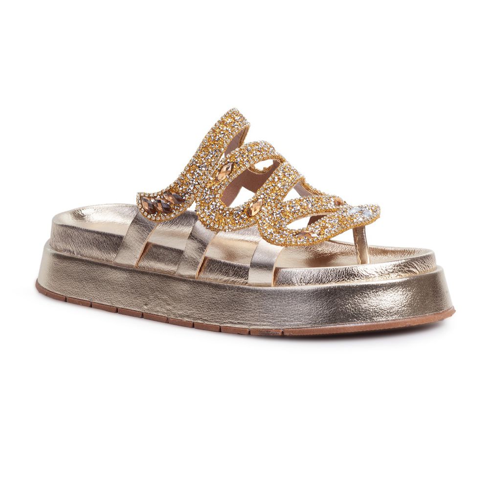 Sandália Papete Com Pedraria Snake Rast Shoes Luxo... - RAST SHOES