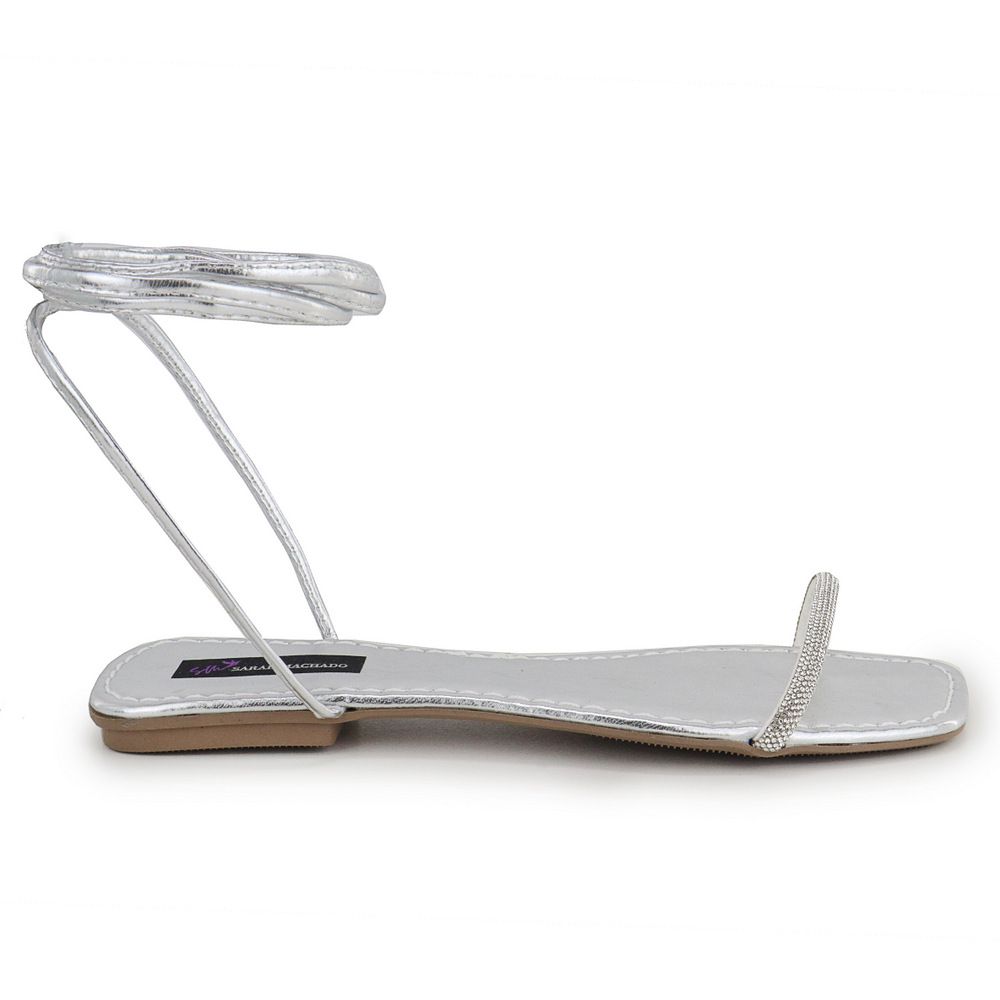 Rasteirinha de Amarração com Strass Rast – Prata... - RAST SHOES