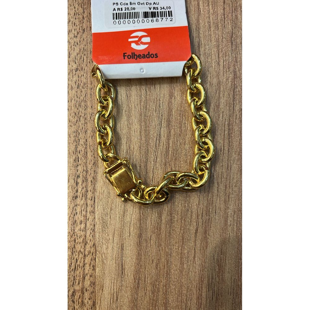 Pulseira Cadeado Gaveta Trava Dupla Banhado A Ouro... - RC JOIAS BY RUDI