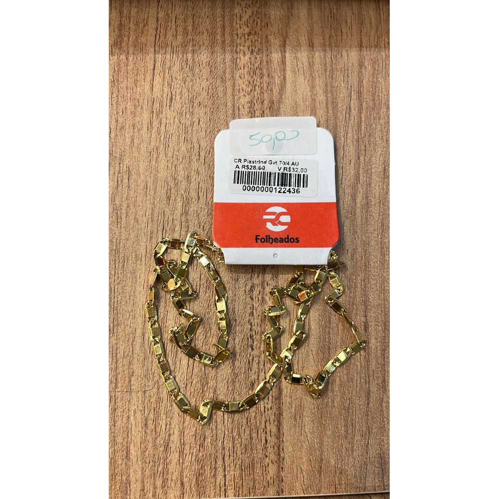 Corrente Piastrine Fecho Gaveta Banhado A Ouro 18k... - RC JOIAS BY RUDI