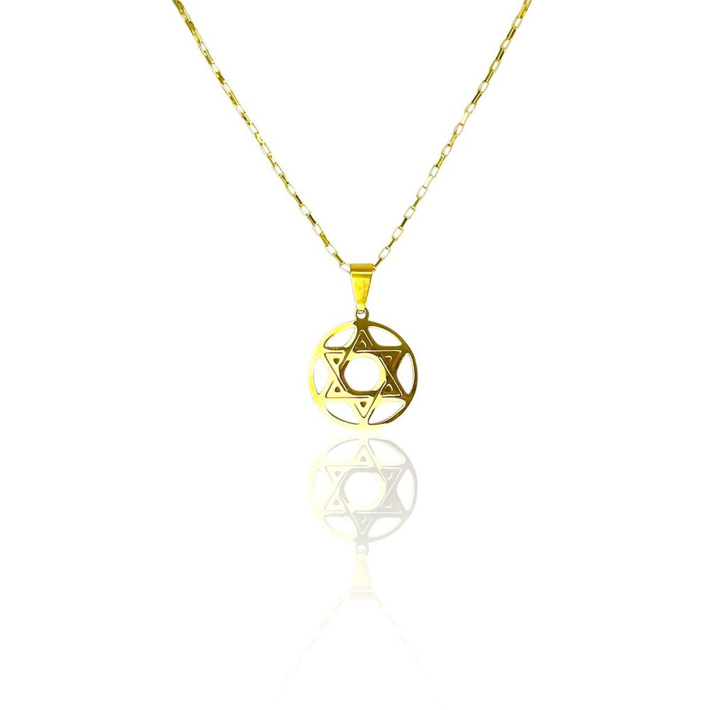Pingente Estrela Davi 23x20 Aço Dourado - 0000000... - RC JOIAS BY RUDI