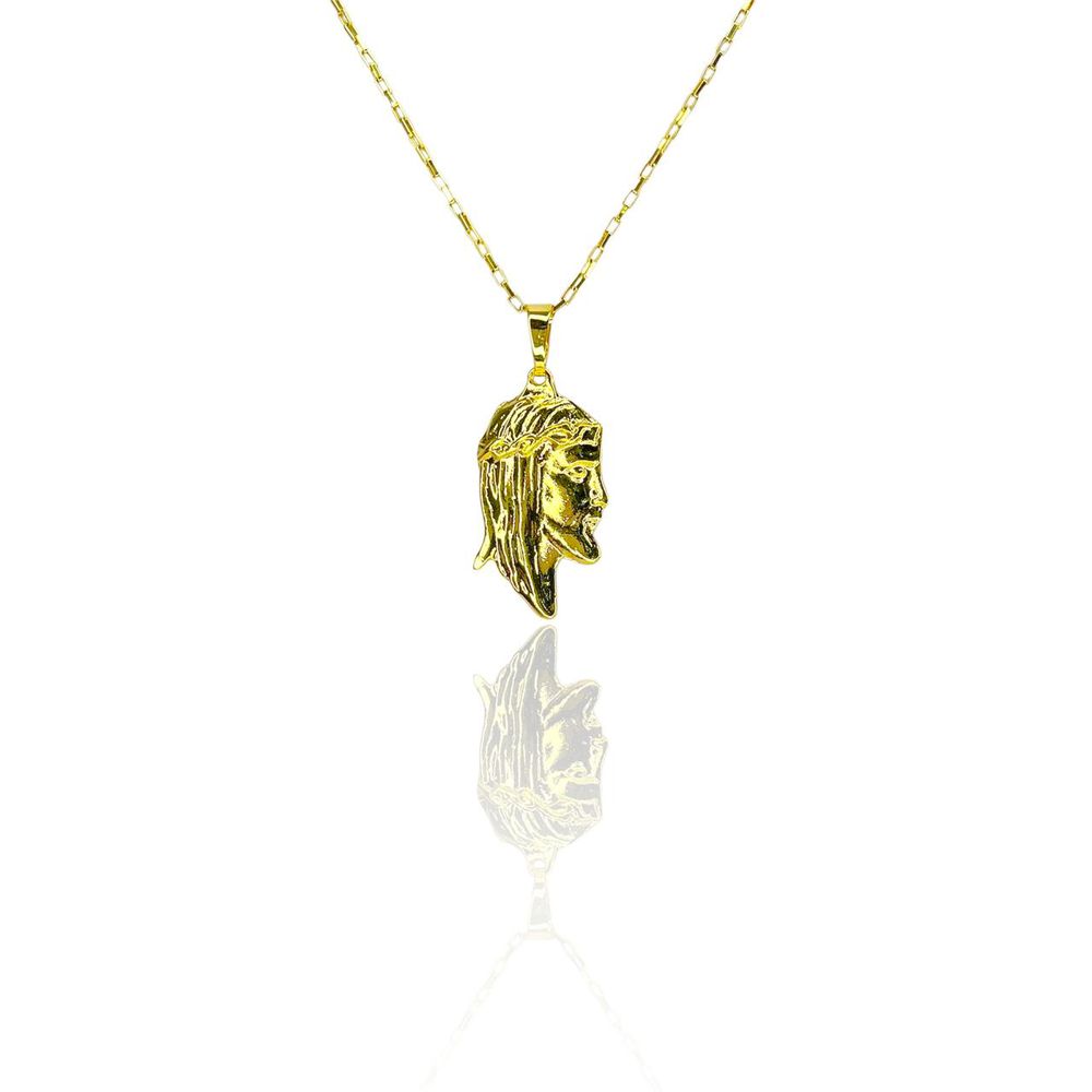 Pingente Zamac Face Cristo 20x45 Banhado A Ouro 18... - RC JOIAS BY RUDI