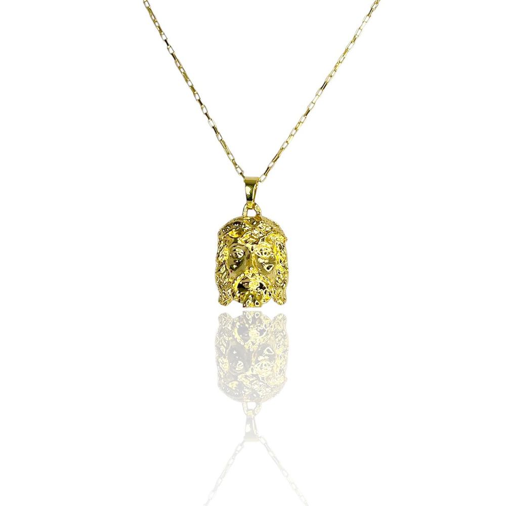 Pingente Zamac Face Cristo Banhado A Ouro 18k - 00... - RC JOIAS BY RUDI