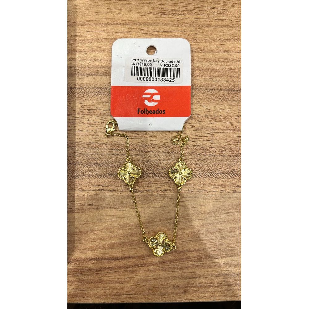 Pulseira Três Trevo Ney Dourado Banhado A Ouro 18K... - RC JOIAS BY RUDI