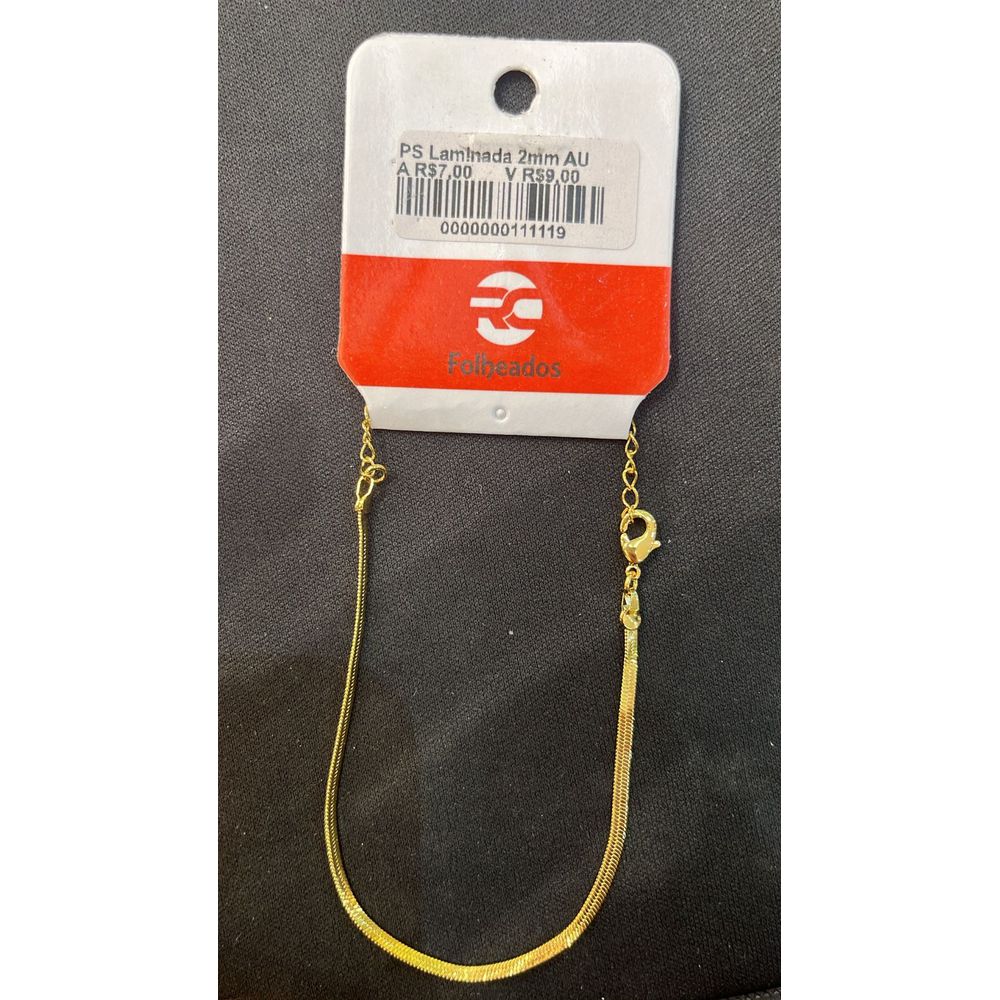 Pulseira Laminada 2 Milímetros Banhado a Ouro 18K ... - RC JOIAS BY RUDI