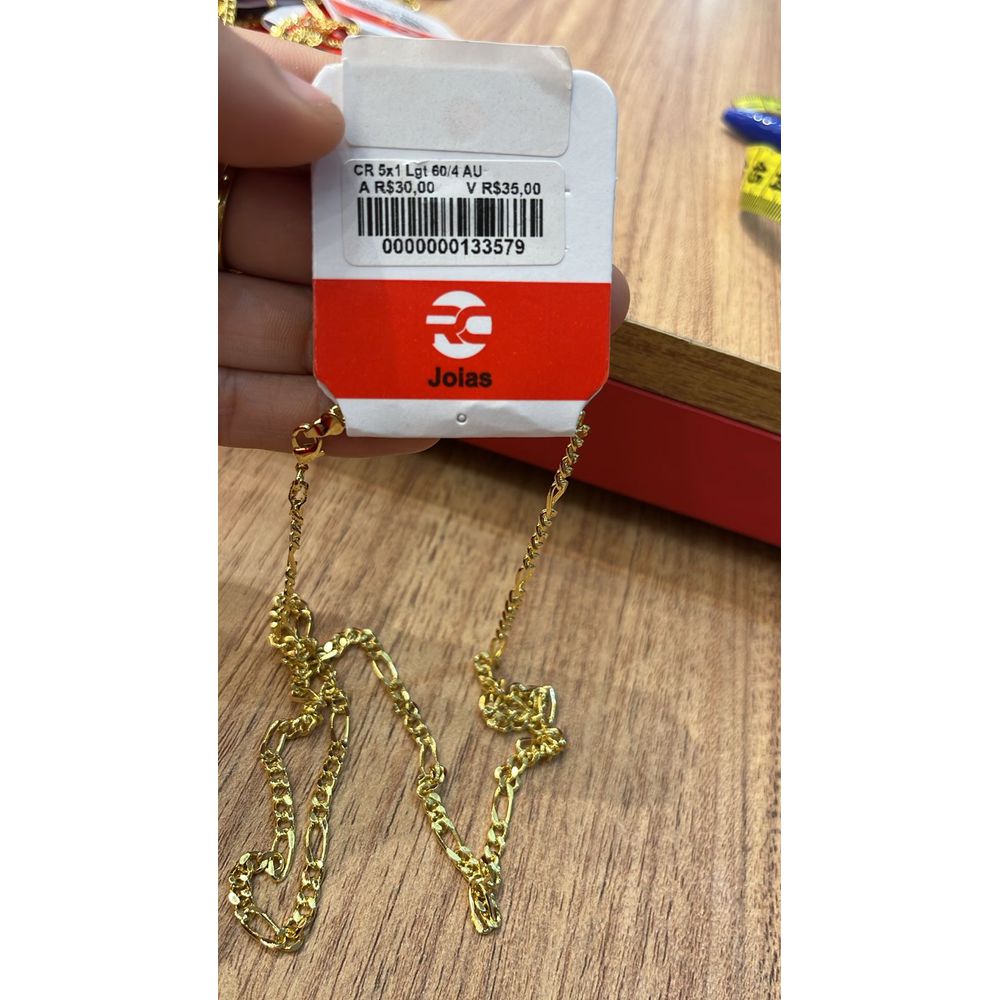 Corrente 5x1 Fecho Lagosta Banhado A Ouro 18K - 00... - RC JOIAS BY RUDI